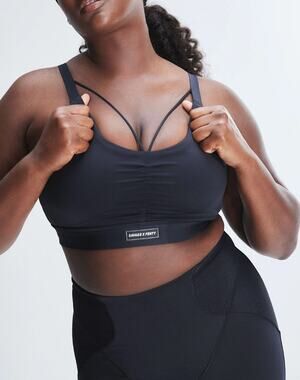 Savage X Fenty Sports Bra Black Plus Size 2X Strappy Curve Alert Activewear